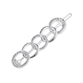 Barrette à cheveux argentée style chaîne avec cinq anneaux et finition métal texturée - Argenté