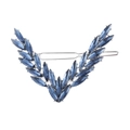 Fermaglio per capelli in argento con cristalli blu e design simmetrico a forma di ali - Strass Blu