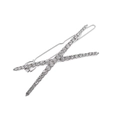 Fermaglio per capelli a X in lega d'argento con strass scintillanti per donna - Argento