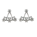 Sparkling triangle ear jacket earrings with alloy finish and fan-shaped zircon stones - Silver