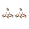 Rose gold triangle alloy ear jackets with crystal rhinestones on white background - Rose Gold