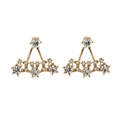 Elegant gold-tone ear jacket earrings with triangular sparkling crystals for women - Gold