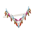 Fermaglio per capelli in lega dorata con cristalli colorati taglio marquise - Oro con strass multicolore