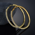 Orecchini a cerchio dorati vintage con strass brillanti esposti su pietra naturale - 30MM / Oro