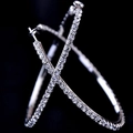 Grandi orecchini a cerchio vintage in argento con pavé di cristalli stile minimalista - 30MM / Argento