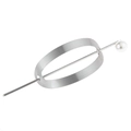 Elegante set di fermaglio per capelli in metallo argento opaco con perla e anello - Argento Spazzolato, Bastoncino Perla
