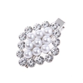 Elegante fermaglio per capelli in argento con perle centrali e diamanti di cristallo - Argento