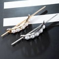 Eleganti forcine in lega d'oro e d'argento con intarsio di perle dal design minimal - Oro e Argento (FS000698)