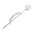 Spilla per capelli in metallo argento con arco strutturato e perla barocca bianca - Piccolo / Argento