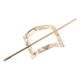 Detailed close-up of golden irregular metallic hair pin set with mirror polished finish - Rectangle, Gold Textured Surface