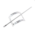Detailed view of silver metallic hair pin and hollow square hair ring with wavy edges - Rectangle, Silver Textured Surface