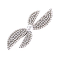 Detailed view of elegant silver butterfly hair clip with faux pearls and rhinestones - Silver Tone Pearl Style
