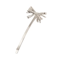 Minimalist silver alloy bow hair clip with a sleek metal barrette design for women - Bowknot Style / Silver