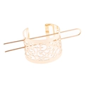 Set fermaglio per capelli vintage dorato con cornice tonda traforata e spilla - Oro