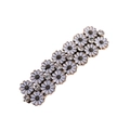 Fermaglio per capelli a margherita vintage con smalto bianco e strass brillanti - Rettangolare Doppia Fila Floreale