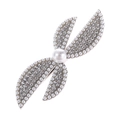 Floral alloy hair clip with white pearls and sparkling rhinestones on silver base - Silver, Rhinestone Pearl Style