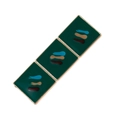 Retro emerald green three-section square metal hair clip with artistic line pattern - Green