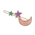 Fermaglio per capelli con stelle e luna in smalto colorato e perle finte dorate - Stella e Luna