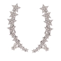 Dettaglio di orecchini a lobo a stella in argento con strass scintillanti e design a gradi - Argento
