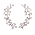 Detalle de pendientes plateados con forma de racimo de uvas y brillantes cristales de strass - Un Par / Plateado