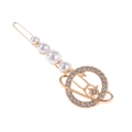 Golden planet hair clip with faux pearls and rhinestones on a clean white background - Gold