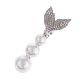 Elegante fermaglio a coda di sirena argento con strass scintillanti e perle bianche - Stile Strass Argento