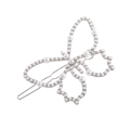 Pince à cheveux papillon évidée élégante avec perles et finition argentée vue de variante - Argent