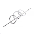 Bastoncino per capelli vintage in metallo argento con tre anelli e trama martellata - Argento