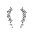 Boucles d'oreilles grimpantes en argent avec cristaux baguette et zircons ronds - Argent