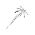Chic silver alloy banana tree hair pin with detailed leaf textures on white background - Silver