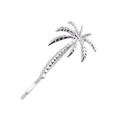Fermaglio per capelli a palma in lega d'argento con design tropicale su sfondo bianco - Argento
