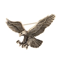 Spilla aquila in bronzo vintage con piume dettagliate e ali in posizione di volo - Oro Antico