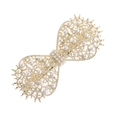 Elegante fermaglio per capelli a farfalla dorato con perle bianche e motivi traforati - Stile Fiocco Cavo / Oro