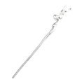 Minimalist silver wavy metal hair pin with mirror finish for elegant Chinese style updos - Silver