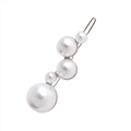 Fermaglio per capelli minimalista in argento con cinque perle bianche su base in lega - Argento