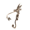 Vintage bronze fairy wing ear cuff with hanging ivy leaf design in fantasy style - Gold
