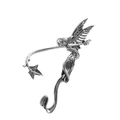 Gothic style silver fairy wing ear cuff wrap with detailed leaf textures for women - Silver