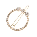 Eleganter goldener runder Haarclip mit weißen Strasssteinen und Emaille-Blumen - Gold