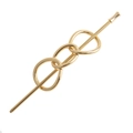 Minimalist gold alloy hair stick with three interlocking hollow rings for women - Gold