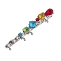 Pinza para el pelo de metal plateado con cristales de colores y formas sobre fondo blanco - Plata Diamante de Color