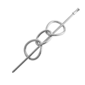 Minimalist silver interlocking triple ring hair pin with a polished metallic finish - Silver