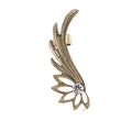 Manchette d'oreille vintage ailes d'ange dorées avec plumes et cristal scintillant - Or