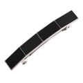 Elegant geometric black acrylic hair clip with silver spring metal frame for women - Silver Frame / Silver Black