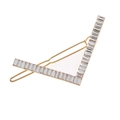 Elegant gold metal V-shaped hair clip with clear rectangular rhinestones on white background - Gold