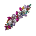 Fermaglio per capelli con cristalli arcobaleno e perle con strass colorati su metallo - Argento