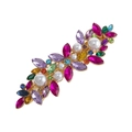 Elegante molletta per capelli in metallo dorato con strass colorati e perle - Oro