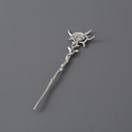 Elegante fermaglio per capelli in argento con rosa e spine dal design floreale metallico - Argento
