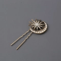 Fermaglio per capelli a luna e stella in oro antico con strass per uno stile elegante - Stile Stella e Luna Bronzo Antico