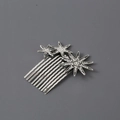 Sparkling silver star hair comb with rhinestones for bridal or party hairstyle - Silver