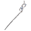 Vintage silver hair stick with branch design and light blue faux opal stones - Silver